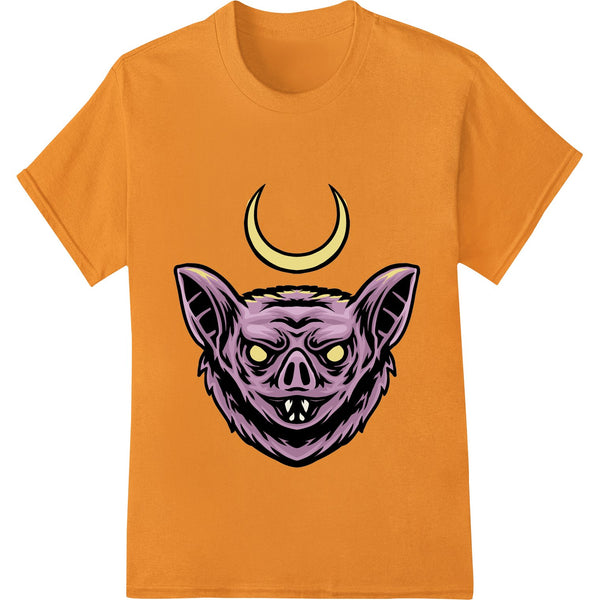 Purple demonic face heat transfer with horns and fangs for edgy Halloween t-shirt printing using direct to film technology