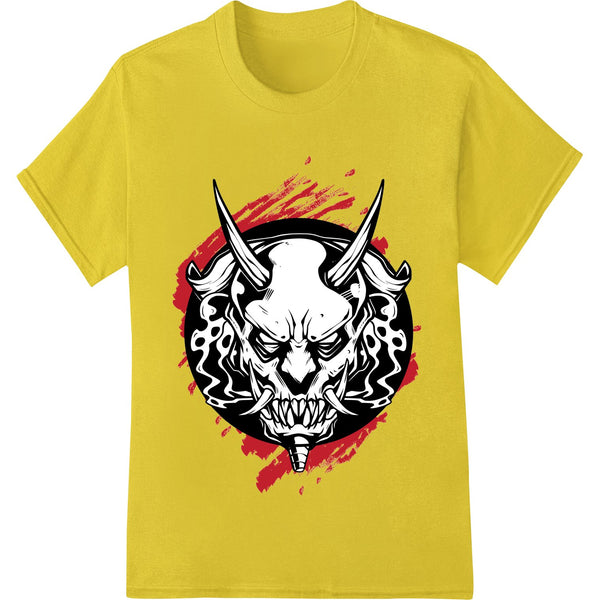 Demonic skull heat transfer DTF print with edgy and spooky design perfect for Halloween t-shirts and custom apparel.