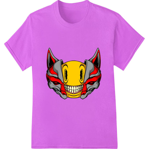 A menacing demonic skull with bat-like wings design, perfect for DTF printing and heat transfer on apparel.