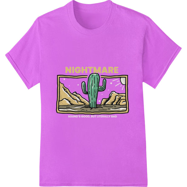 A digital heat transfer design featuring an edgy and stylized cactus with a desert landscape background, perfect for...