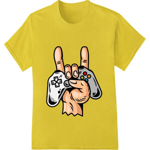 Edgy black and white hand gesture design, perfect for DTF heat transfer printing onto custom gaming t-shirts and apparel.