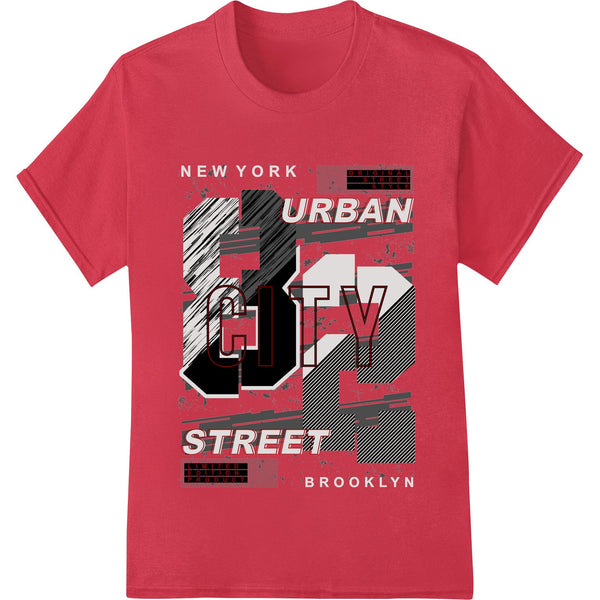 Gritty urban cityscape design with graffiti art elements, perfect for edgy and modern direct-to-film print transfers.