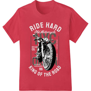 Black and white motorcycle graphic DTF print heat transfer for custom t-shirt printing