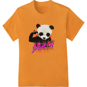 Stylized vibrant pink panda skull graphic design, perfect for DTF heat transfer printing on custom t-shirts and apparel.