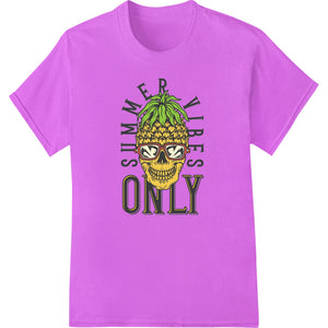 Edgy pineapple skull wearing sunglasses, direct to film heat transfer print for custom t-shirts and apparel