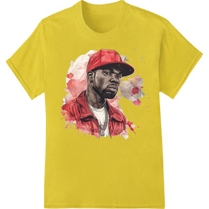 Red digital heat transfer with graffiti-style portrait design, suitable for t-shirt printing and custom apparel decoration.