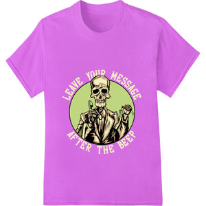 Black and white skeleton design with text 'BEWARE YOU ARE PRETTY' in a distressed style - DTF print for heat transfer on...