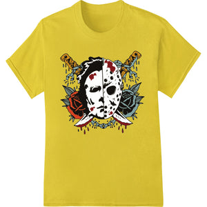 Edgy black and red skull with rose design, perfect for gothic or punk style custom apparel using DTF printing.