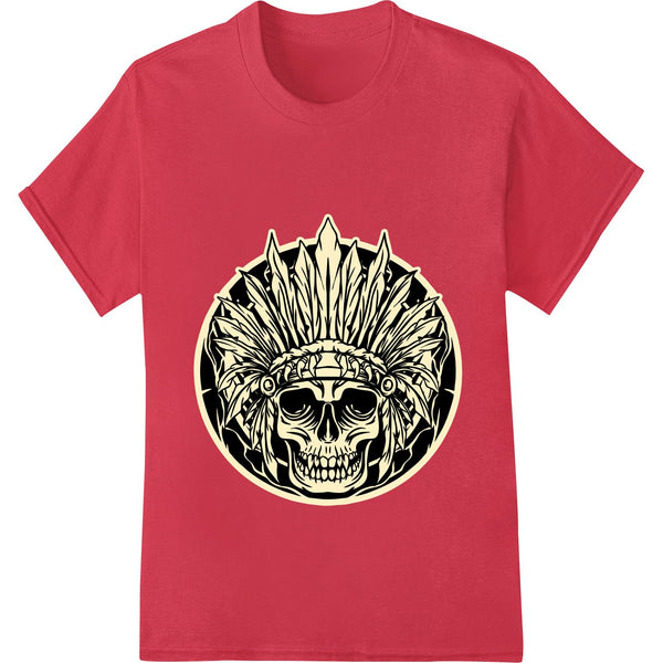 Edgy black and white skull tribal design heat transfer vinyl for direct to film (DTF) printing on t-shirts and apparel