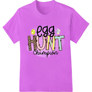 Festive Easter design with a cartoony chick wearing sunglasses and holding an Easter egg against a colorful background.