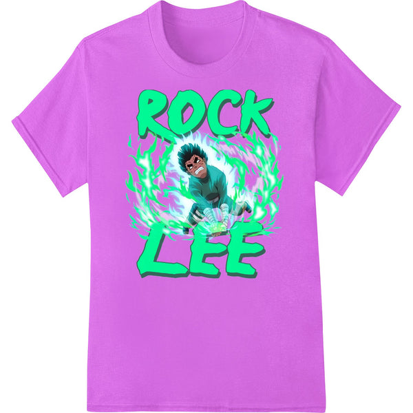 Anime-style illustration of Rock Lee with electricity effects, designed for DTF (Direct to Film) heat transfers