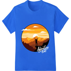 A DTF print design featuring a silhouette against a stunning orange and red sunset, perfect for heat transfer on custom...