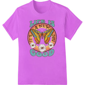 Colorful butterfly design heat transfer vinyl for custom DTF t-shirt printing and apparel decoration.