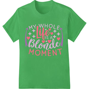 Playful blonde girl typography design, great for DTF heat transfers on t-shirts and custom apparel printing