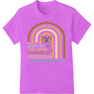 Colorful butterfly with scripture text design, perfect for DTF or direct-to-film transfer printing on t-shirts and apparel