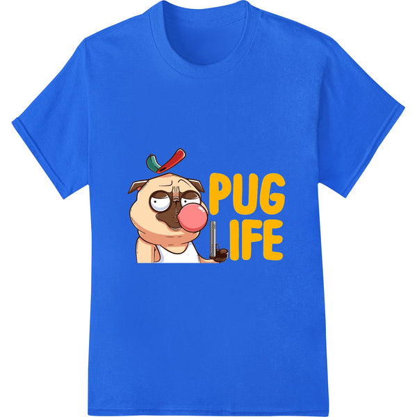 A playful design featuring a cute pug dog with the text 'Pug Life' in a stylized font, great for t-shirt printing.