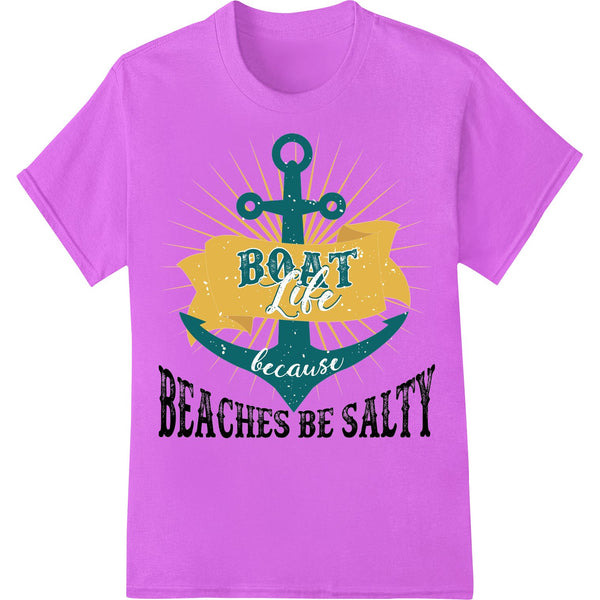 Colorful graphic with anchors, life rings and the text 'Boat Life because Nautical' - perfect for nautical-themed apparel.