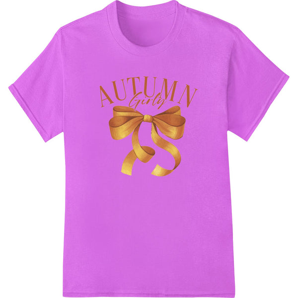 Autumn themed heat transfer design featuring fall leaves, pumpkins, and a stylized text reading 'Autumn'