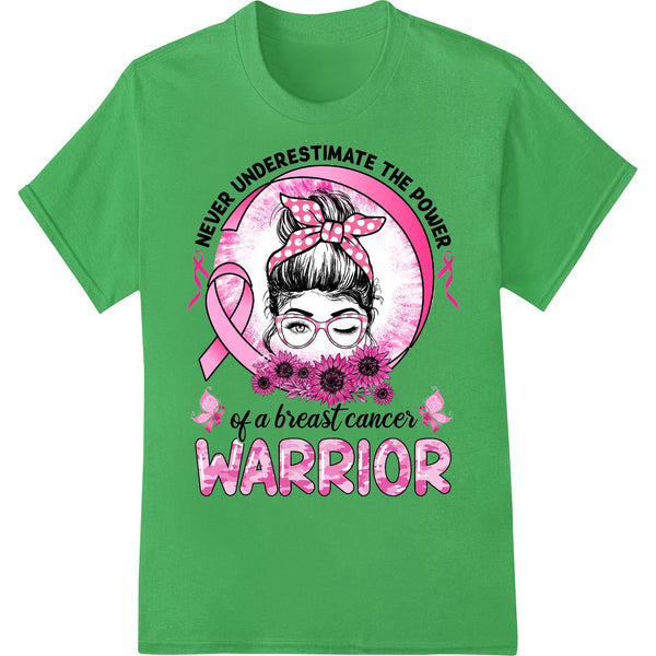 Pink ribbon DTF heat transfer design showing support for breast cancer awareness and survivors, for custom t-shirt printing.