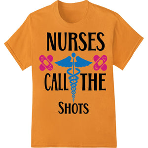 Bold DTF print design with text 'Empower Nurses' celebrating vaccination heroes and healthcare workers