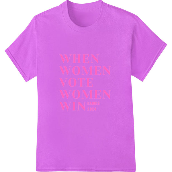 Bold political design with 'Empower Women's Votes for Harrisin 2024' text, printed using DTF or Direct to Film heat transfer