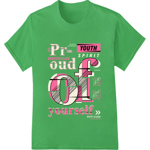 Bold motivational heat transfer design with energetic typography ideal for youth apparel and DTF printing on t-shirts