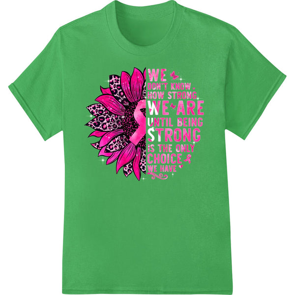 Pink ribbon and strong fist design representing breast cancer awareness and strength printed using direct to film technology