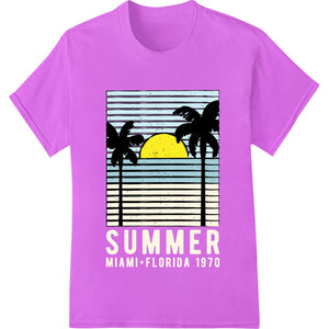 Tropical sunset silhouette print with palm trees and a vibrant orange sky, perfect for DTF printing on apparel.