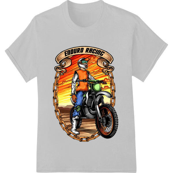 Enduro Racing design showing a motorcycle racer in action, perfect for DTF/direct-to-film heat transfers on apparel