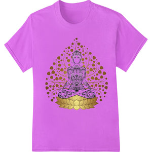 Intricate mandala design with a spiritual meditation theme in blue and purple tones, perfect for custom DTF printed apparel.