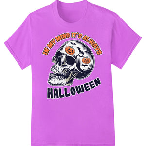 Edgy skull design DTF (Direct to Film) heat transfer print for custom t-shirts and apparel with a Halloween theme.