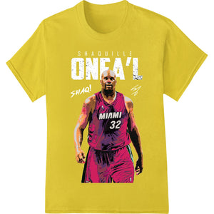 A vibrant DTF print heat transfer design featuring an explosive Miami basketball player in action on the court.