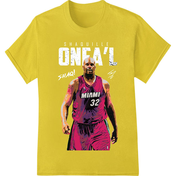 A vibrant DTF print heat transfer design featuring an explosive Miami basketball player in action on the court.