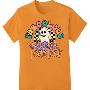 Spooktacular Halloween design with pumpkins, ghosts, and 'Faboolous Teacher' text - perfect for a direct-to-film print...