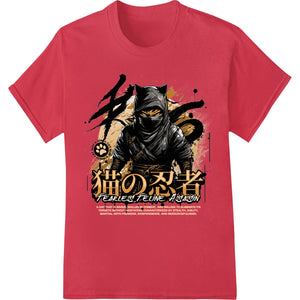 Fearless Feline Assassin: Ninja Cat Warrior Heat Transfer - SUPERDTF - DTF Prints - DTF Transfers - Custom DTF Prints