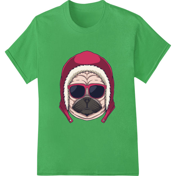 Festive Christmas Pug in Hoodie and Shades DTF Print - SUPERDTF - DTF Prints - DTF Transfers - Custom DTF Prints