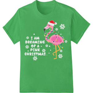 Festive Pink Flamingo Christmas DTF Print Heat Transfer - SUPERDTF - DTF Prints - DTF Transfers - Custom DTF Prints