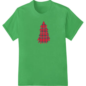 Festive Red Patterned Christmas Tree Heat Transfer Print - SUPERDTF - DTF Prints - DTF Transfers - Custom DTF Prints