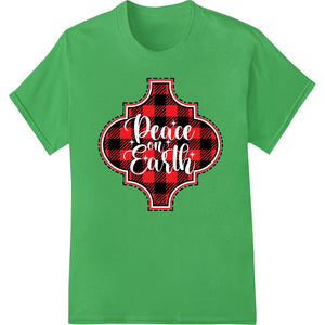 Festive Red Plaid 'Peace on Earth' Christmas DTF Print - SUPERDTF - DTF Prints - DTF Transfers - Custom DTF Prints