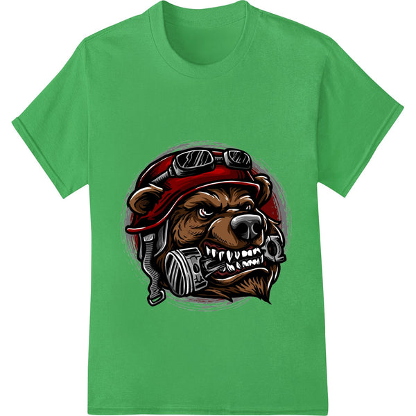 Fierce Bear Biker with Red Helmet | Beware the Dog - SUPERDTF - DTF Prints - DTF Transfers - Custom DTF Prints