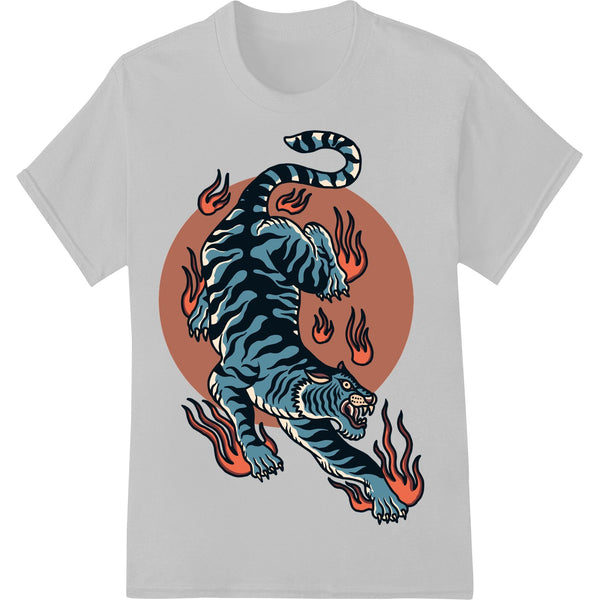 Fierce Blue Flaming Tiger Tattoo Art DTF Print Transfer - SUPERDTF - DTF Prints - DTF Transfers - Custom DTF Prints