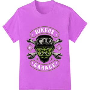 Fierce Green Monster Skull Motorcycle Biker Graphic - SUPERDTF - DTF Prints - DTF Transfers - Custom DTF Prints