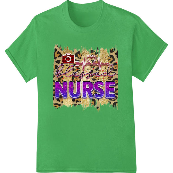 Fierce Leopard Print NURSE Design - Bold Purple Text - SUPERDTF - DTF Prints - DTF Transfers - Custom DTF Prints