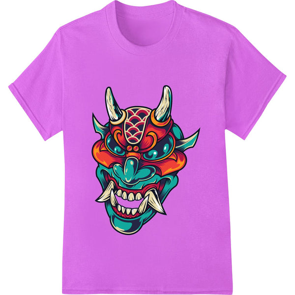 Fierce Oni Demon Mask Heat Transfer - Vivid Colors - SUPERDTF - DTF Prints - DTF Transfers - Custom DTF Prints