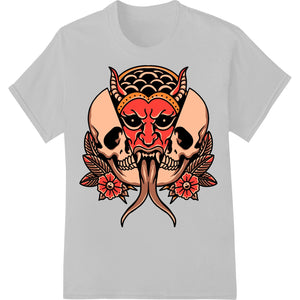 Fierce Oni Demon Skull - Bold Red & Black DTF Print Design - SUPERDTF - DTF Prints - DTF Transfers - Custom DTF Prints