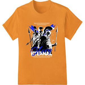 Fierce Spartan Warrior - Bold Blue Grunge Graphic Print - SUPERDTF - DTF Prints - DTF Transfers - Custom DTF Prints