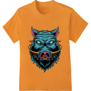 Fierce Teal Boar Head Illustration DTF Print Heat Transfer - SUPERDTF - DTF Prints - DTF Transfers - Custom DTF Prints