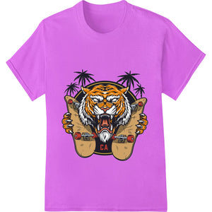 Fierce Tiger Skateboard Tropical Design Heat Transfer - SUPERDTF - DTF Prints - DTF Transfers - Custom DTF Prints