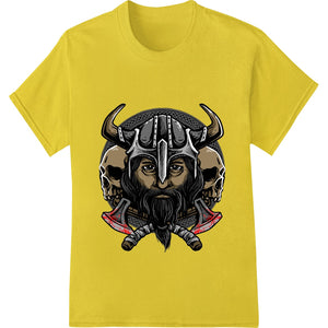 Fierce Viking Skull Warrior with Helmet and Axes - SUPERDTF - DTF Prints - DTF Transfers - Custom DTF Prints