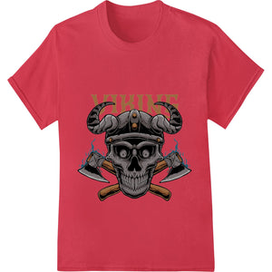 Fierce Viking Skull with Crossed Battle Axes Heat Transfer - SUPERDTF - DTF Prints - DTF Transfers - Custom DTF Prints